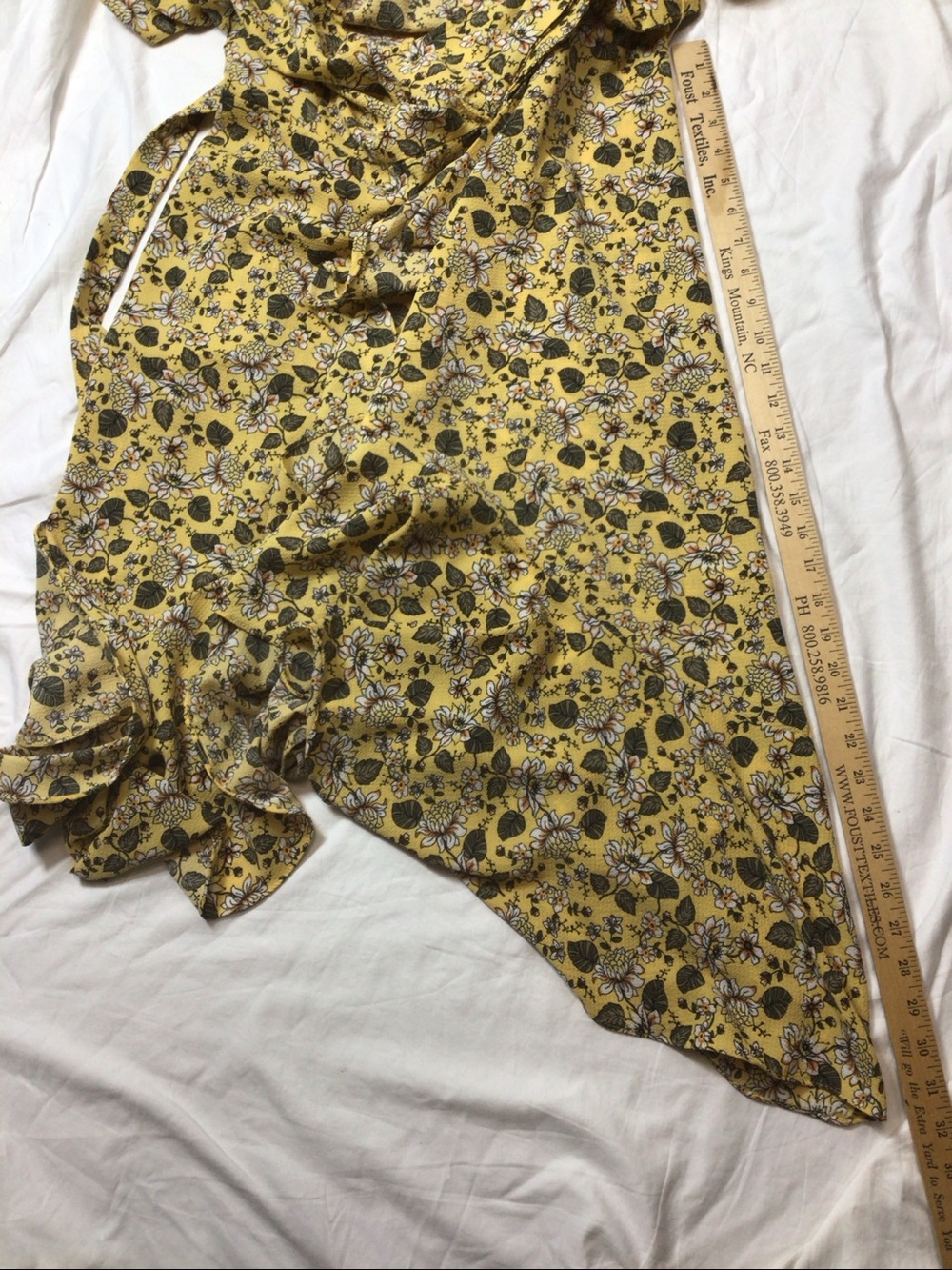 Max Studio Yellow Floral High-Low Flutter Sleeve Full Wrap Dress Sz.M - Picture 12 of 16